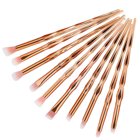 // A L E X A - Golden Luxe 10pc Makeup Brush Set